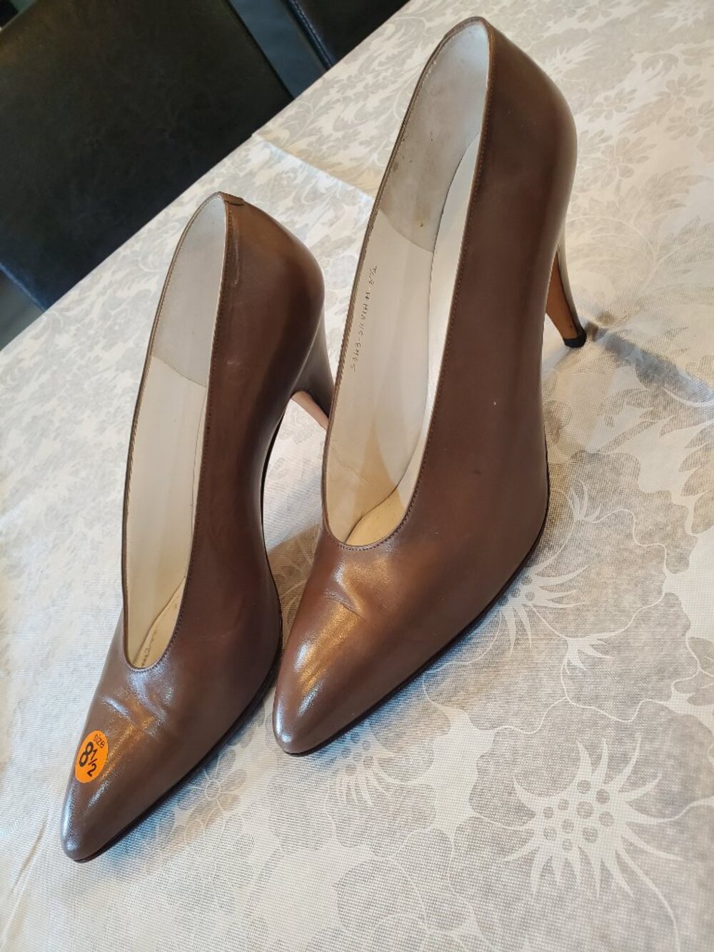 Silvia Fiorentina Italian Leather Taupe Brown 3.5" High Heels / Pumps 8.5 M